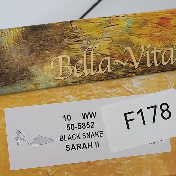 NEW Bella Vita Sarah II Womens 10 Black Snake Slingback    6CT - Picture 9 of 9